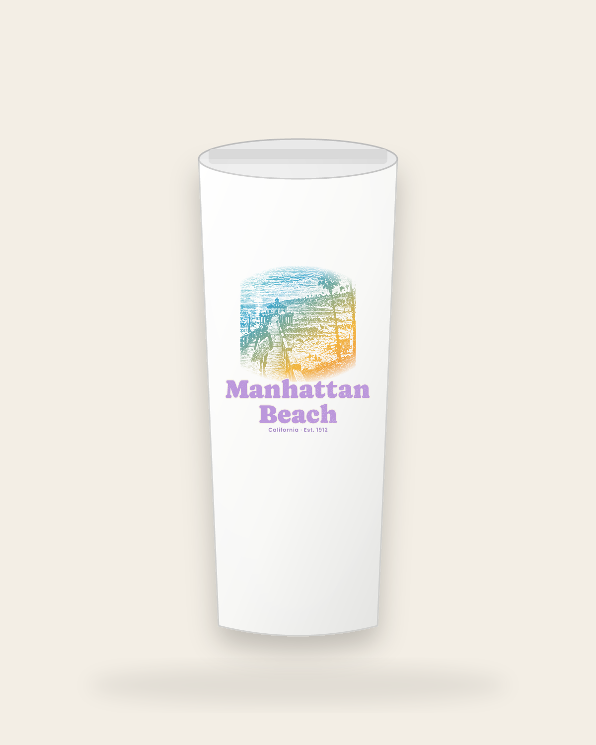 Manhattan Beach Pier Roundhouse Insulated Tumbler 20oz in White