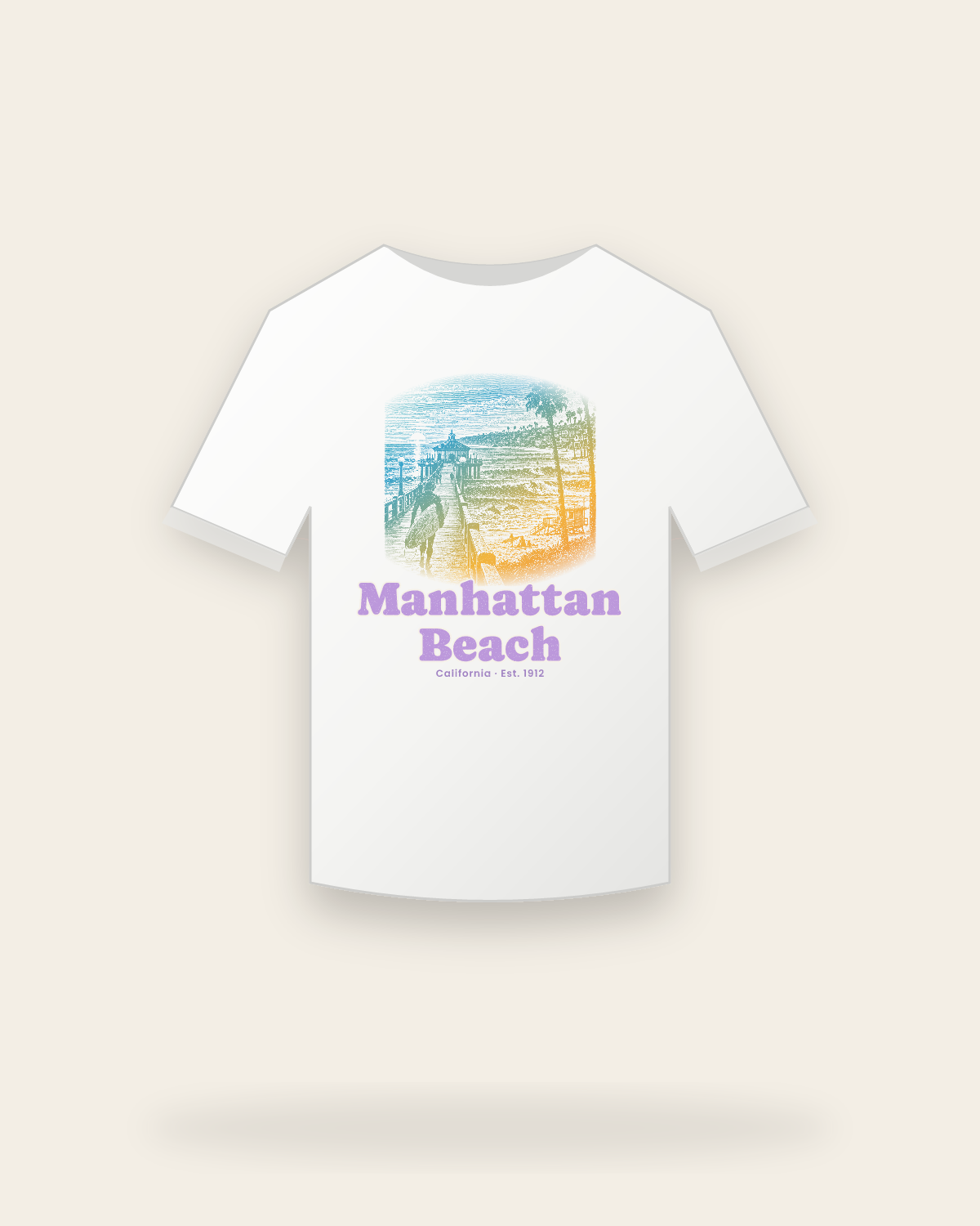 Manhattan Beach Pier Roundhouse Youth Tee in White