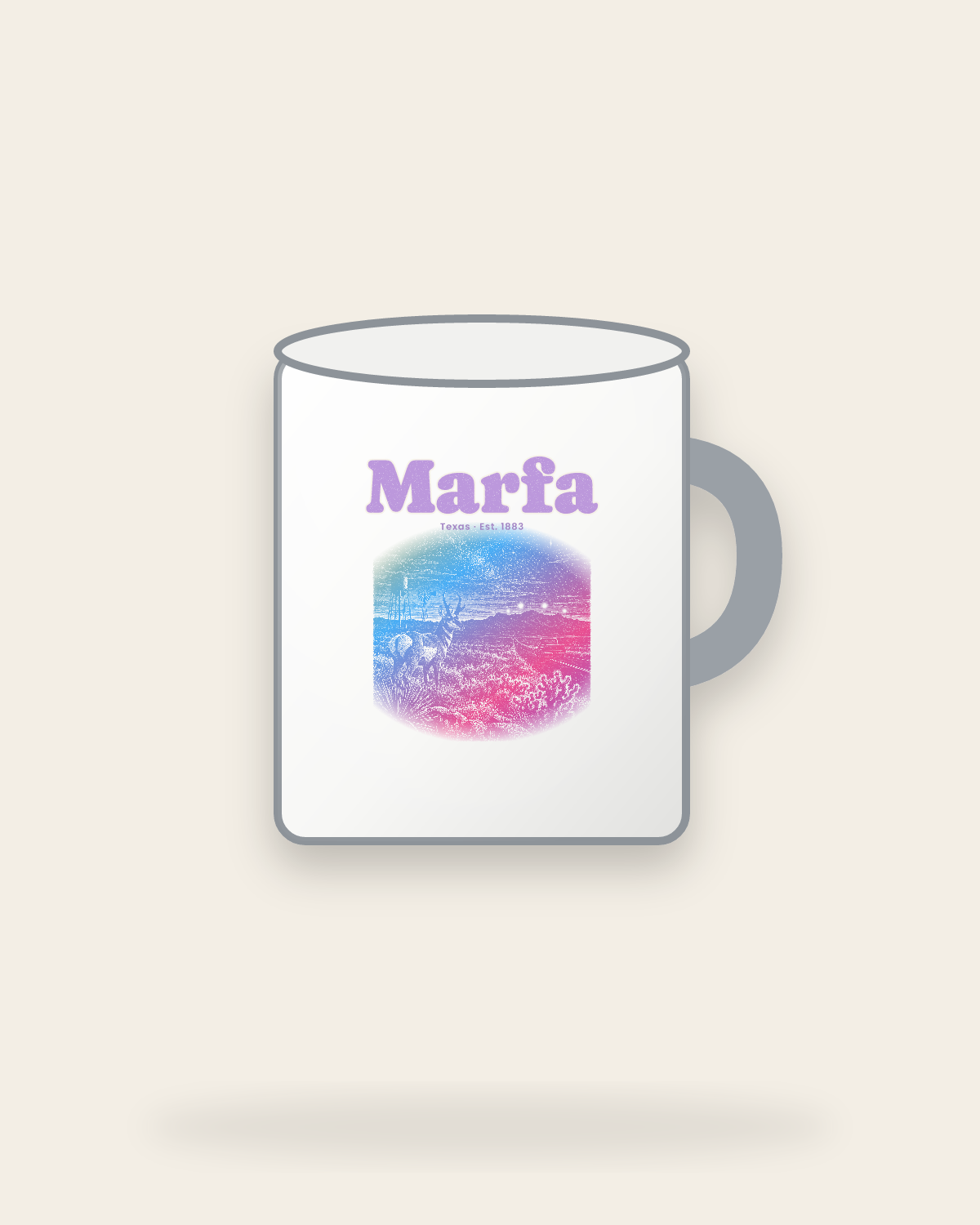 Marfa Desert Lights Enamel Camp Mug in White