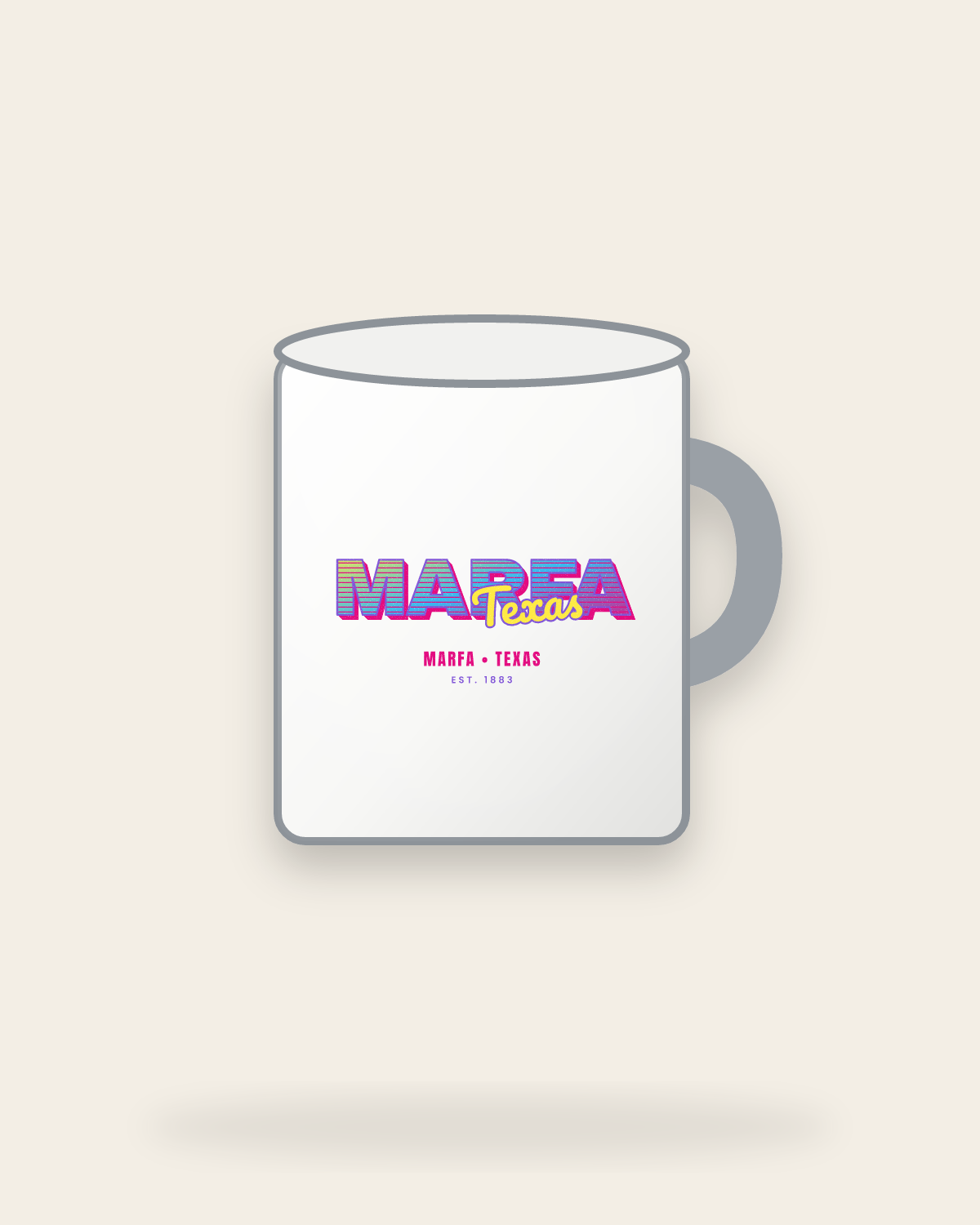 Marfa Music TV Enamel Camp Mug in White