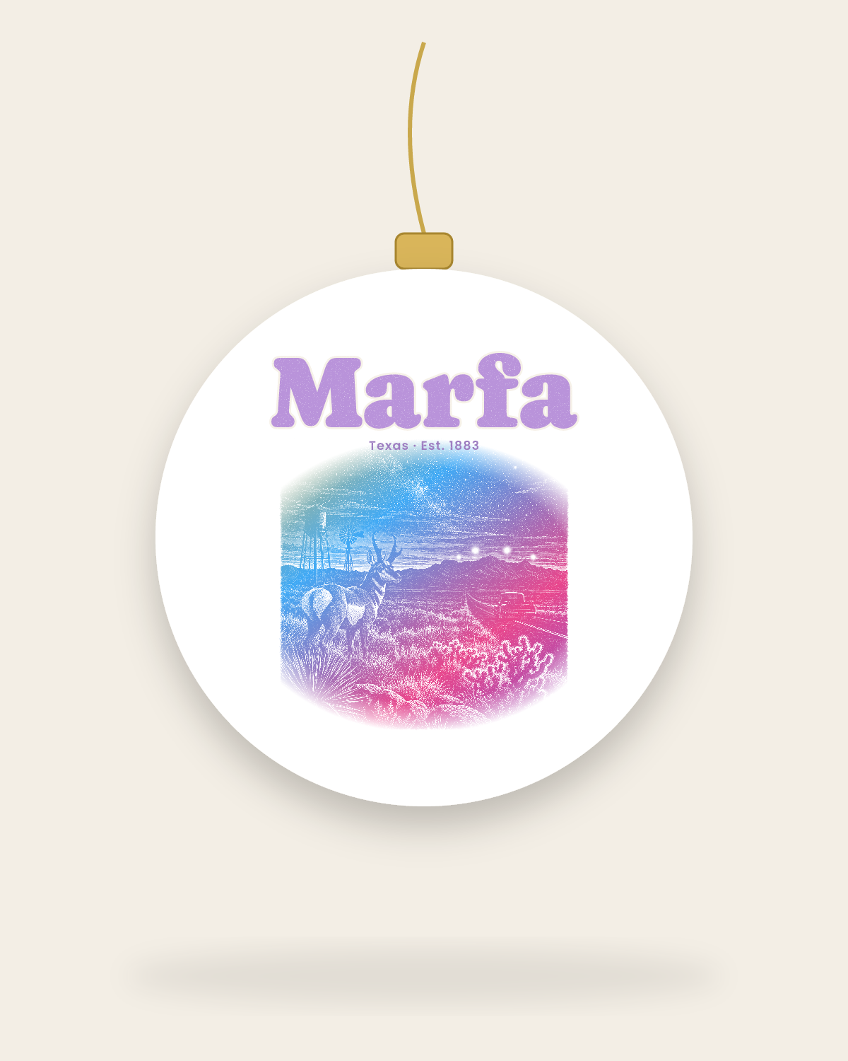 Marfa Desert Lights Ceramic Ornament in White