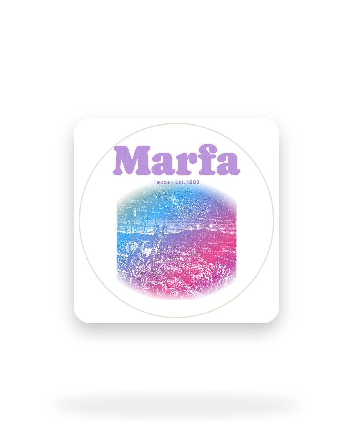 Marfa Desert Lights Kiss-Cut Sticker in White