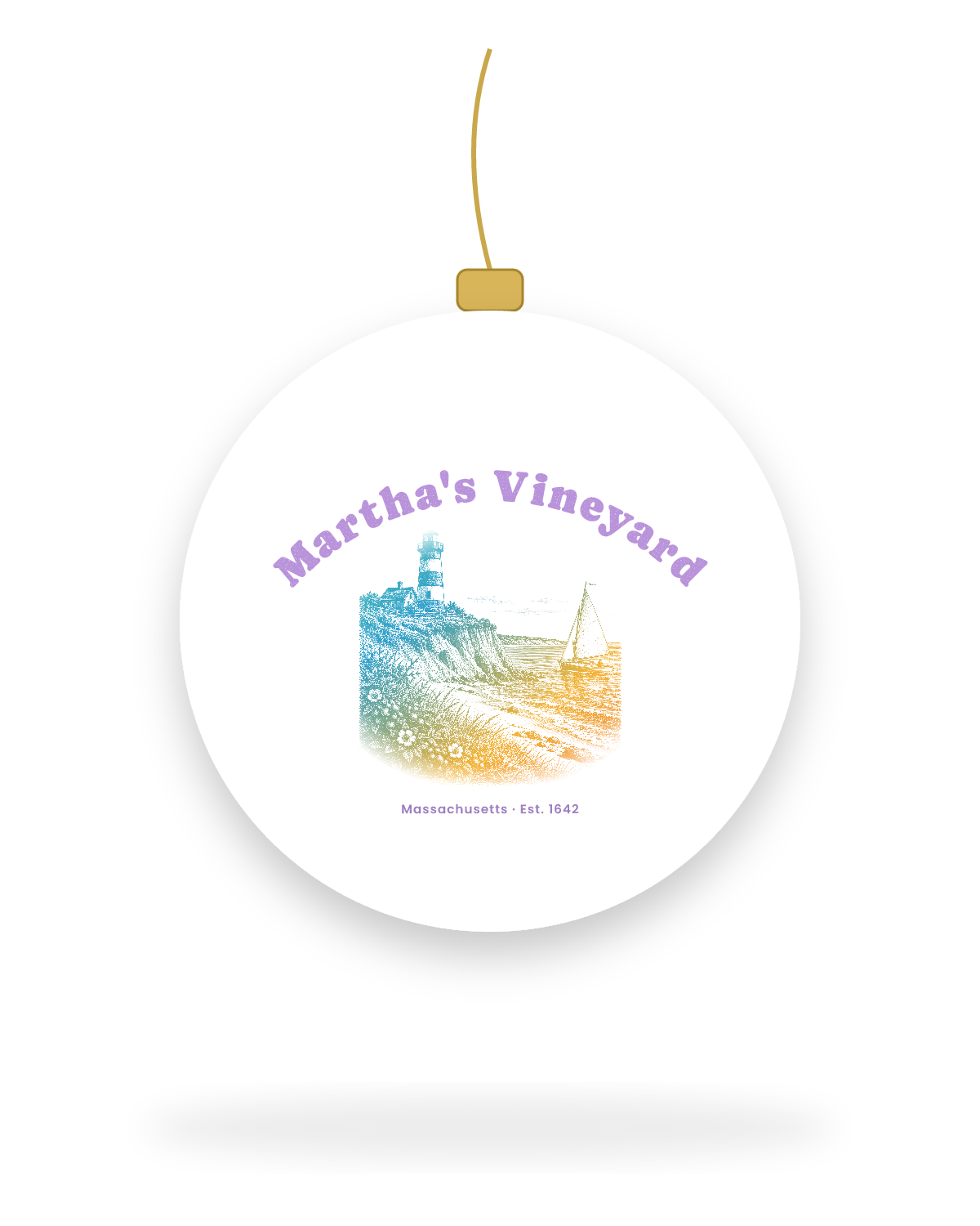 Martha's Vineyard Aquinnah Lighthouse Ceramic Ornament in White