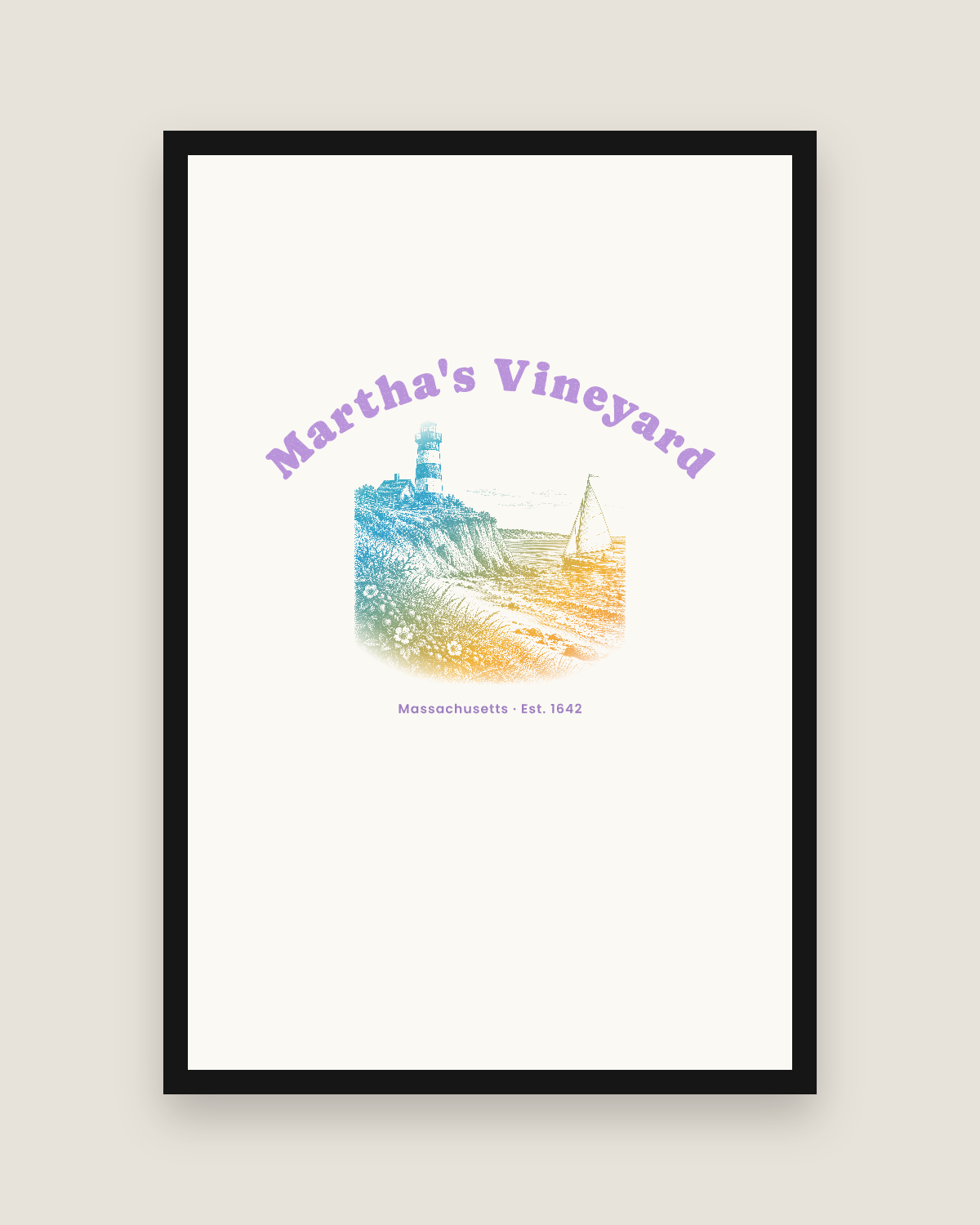Martha's Vineyard Aquinnah Lighthouse Matte Poster in White