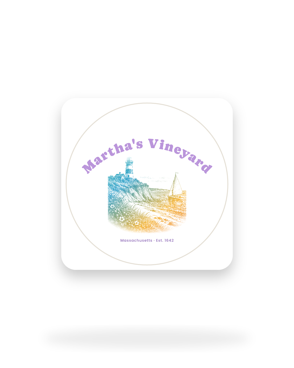 Martha's Vineyard Aquinnah Lighthouse Kiss-Cut Sticker in White