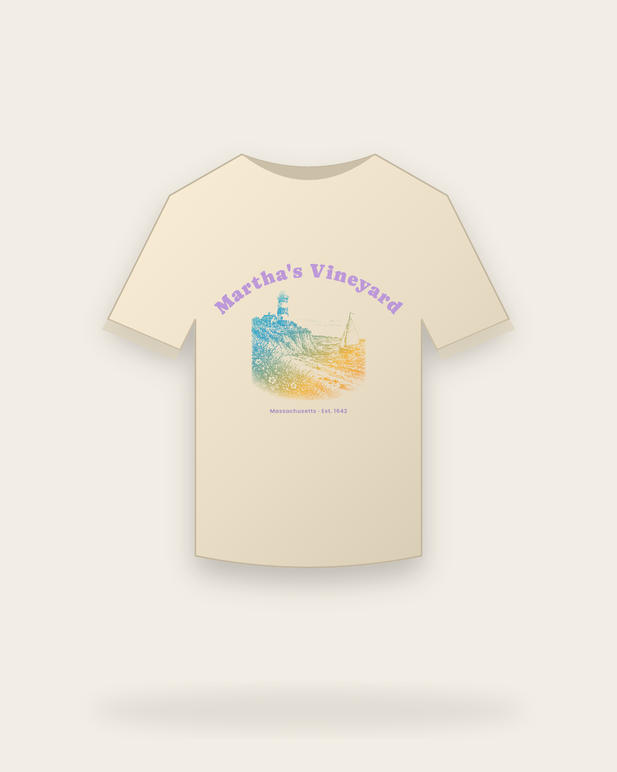 Martha's Vineyard, MA Aquinnah Lighthouse Classic Tee in Natural