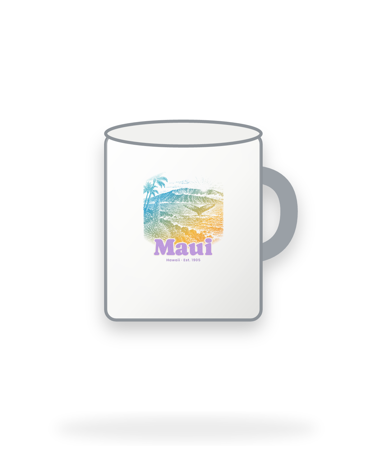 Maui Whale Fluke Enamel Camp Mug in White