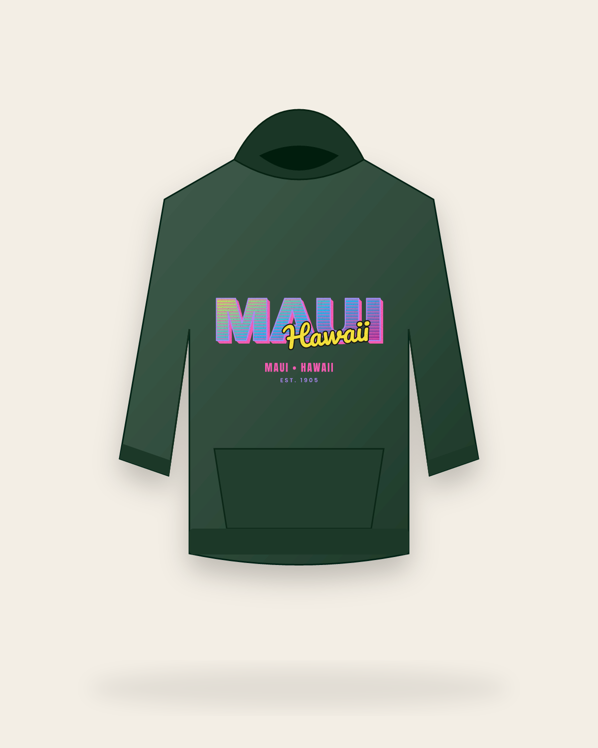 Maui Music TV Hooded Sweatshirt in Forest Green