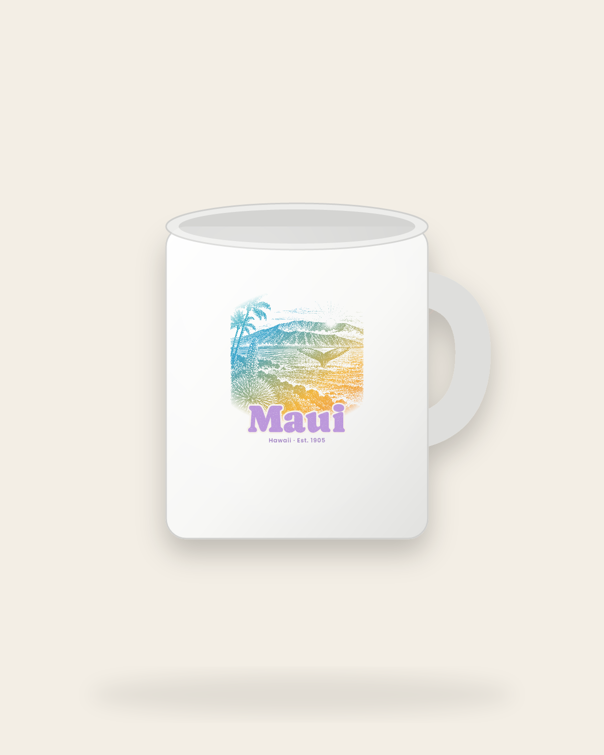Maui Whale Fluke Ceramic Mug 11oz in White