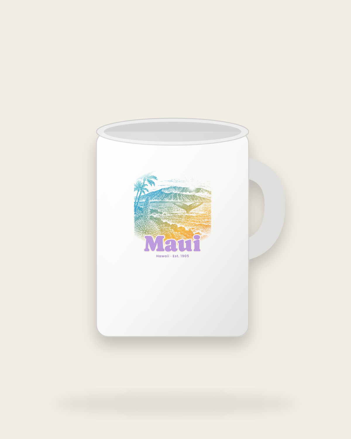Maui Whale Fluke Ceramic Mug 15oz in White