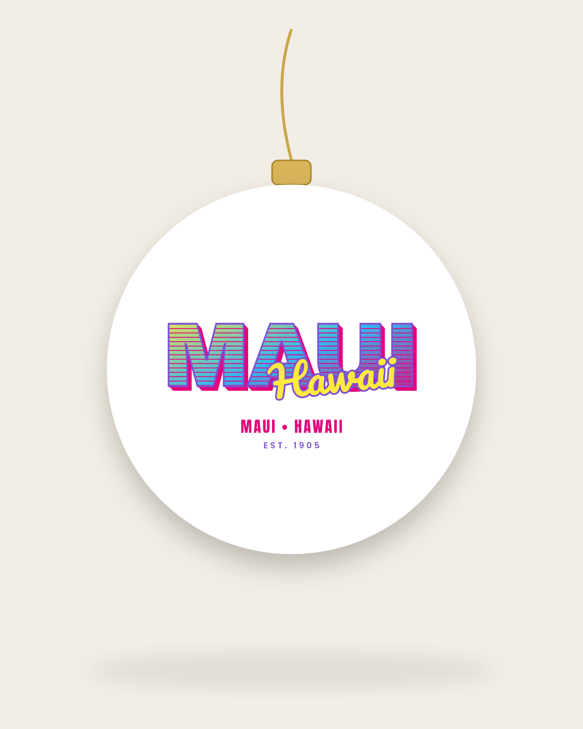 Maui Music TV Ceramic Ornament in White