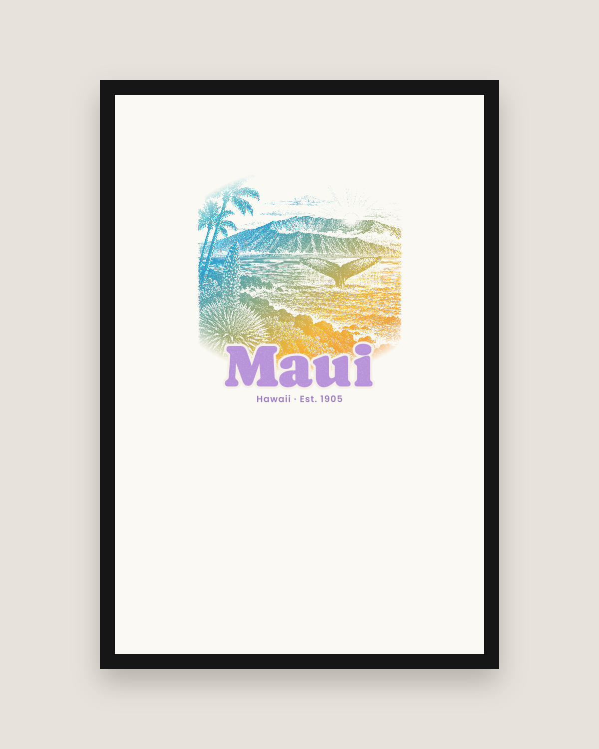 Maui Whale Fluke Matte Poster in White
