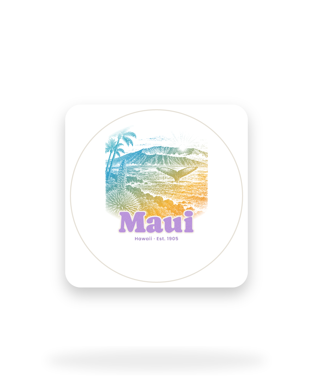 Maui Whale Fluke Kiss-Cut Sticker in White