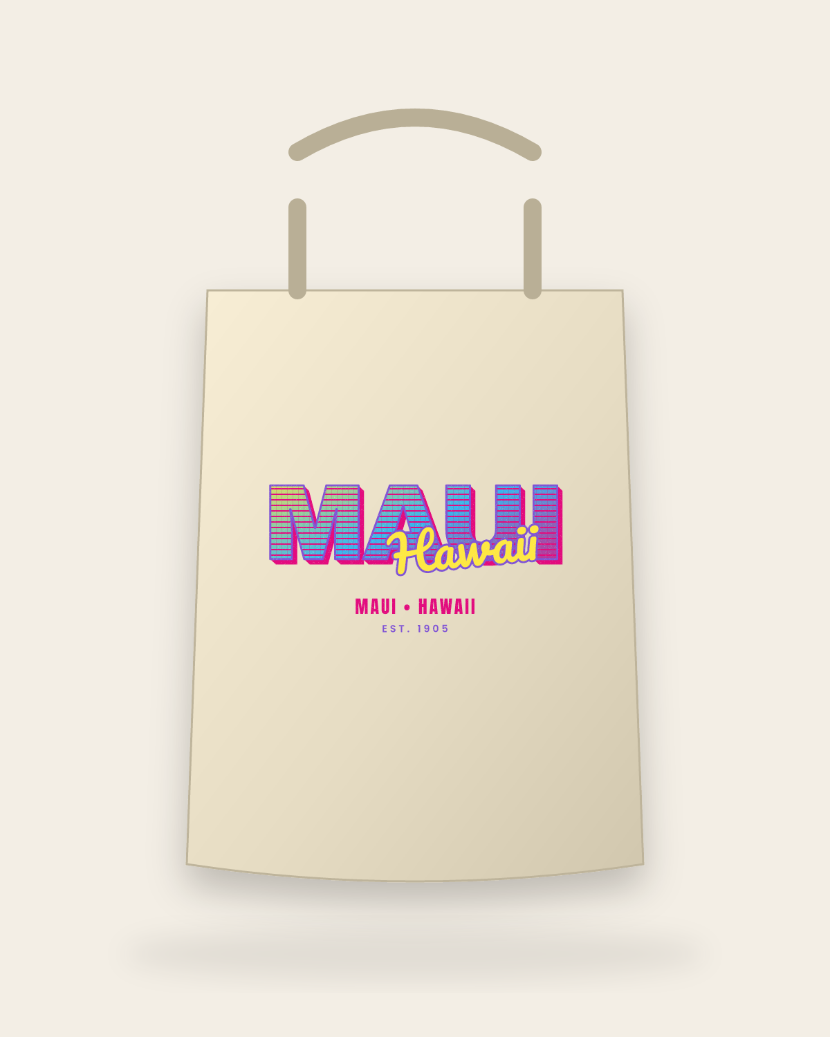 Maui Music TV Canvas Tote in Beige
