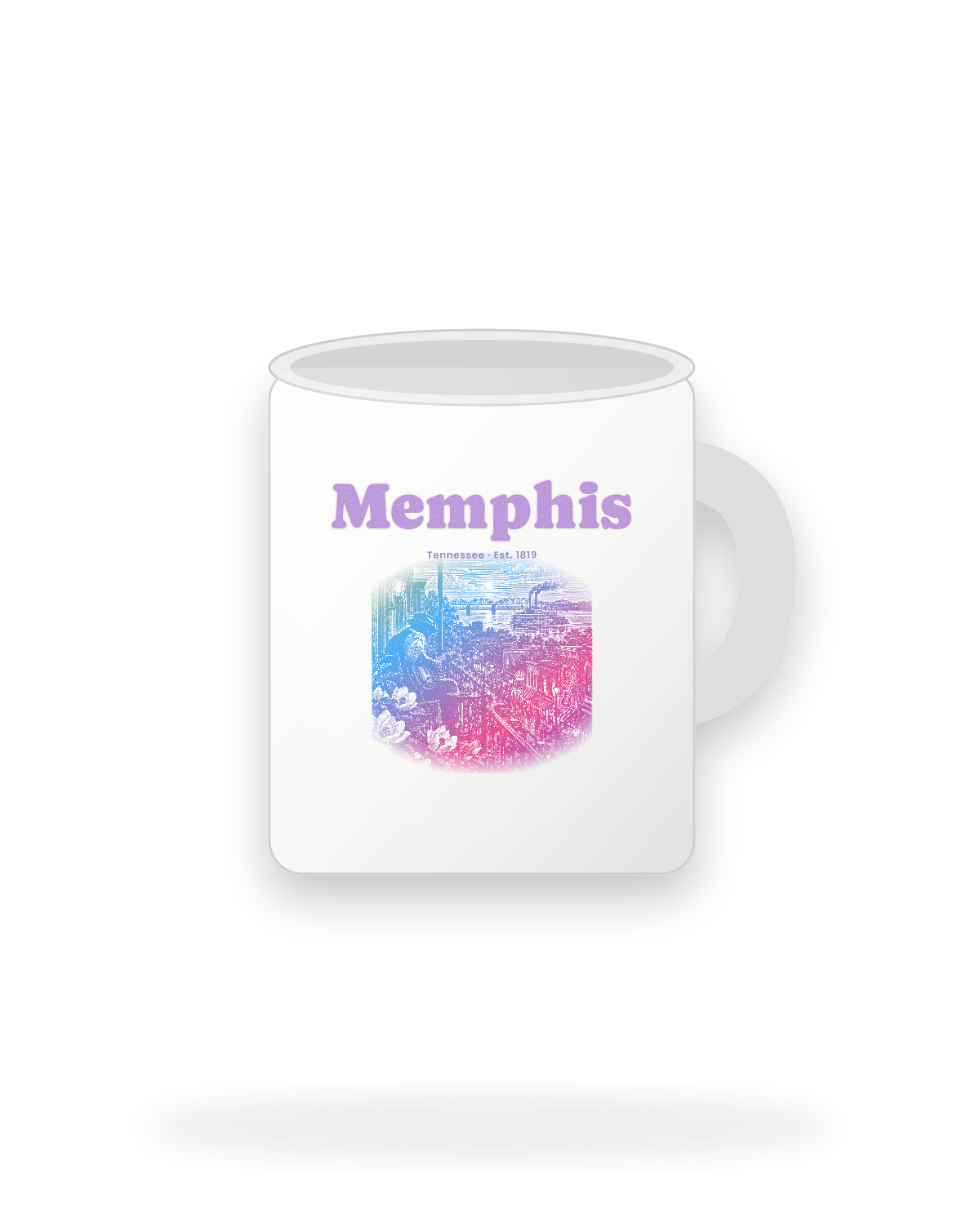 Memphis Balcony Blues Ceramic Mug 11oz in White