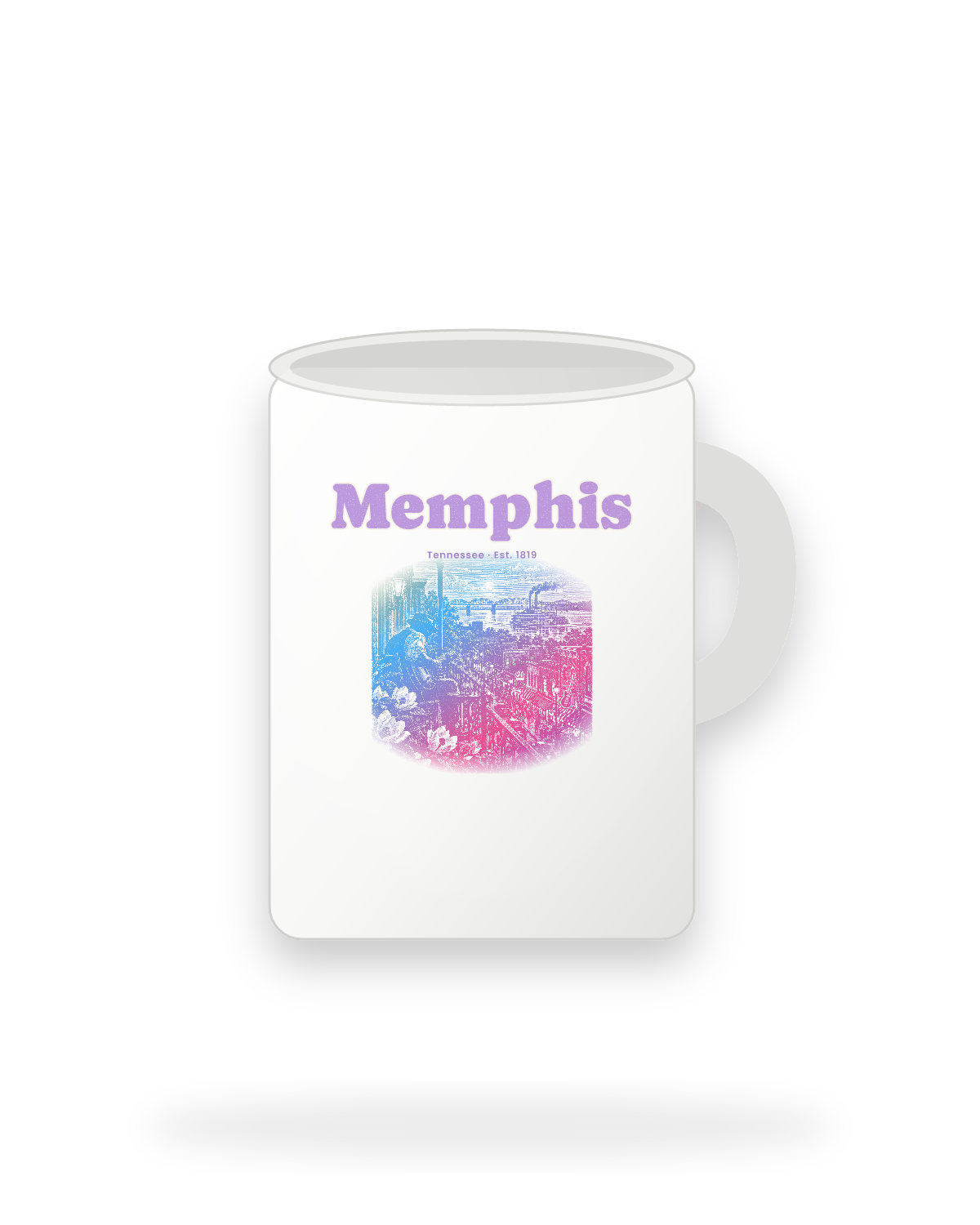 Memphis Balcony Blues Ceramic Mug 15oz in White
