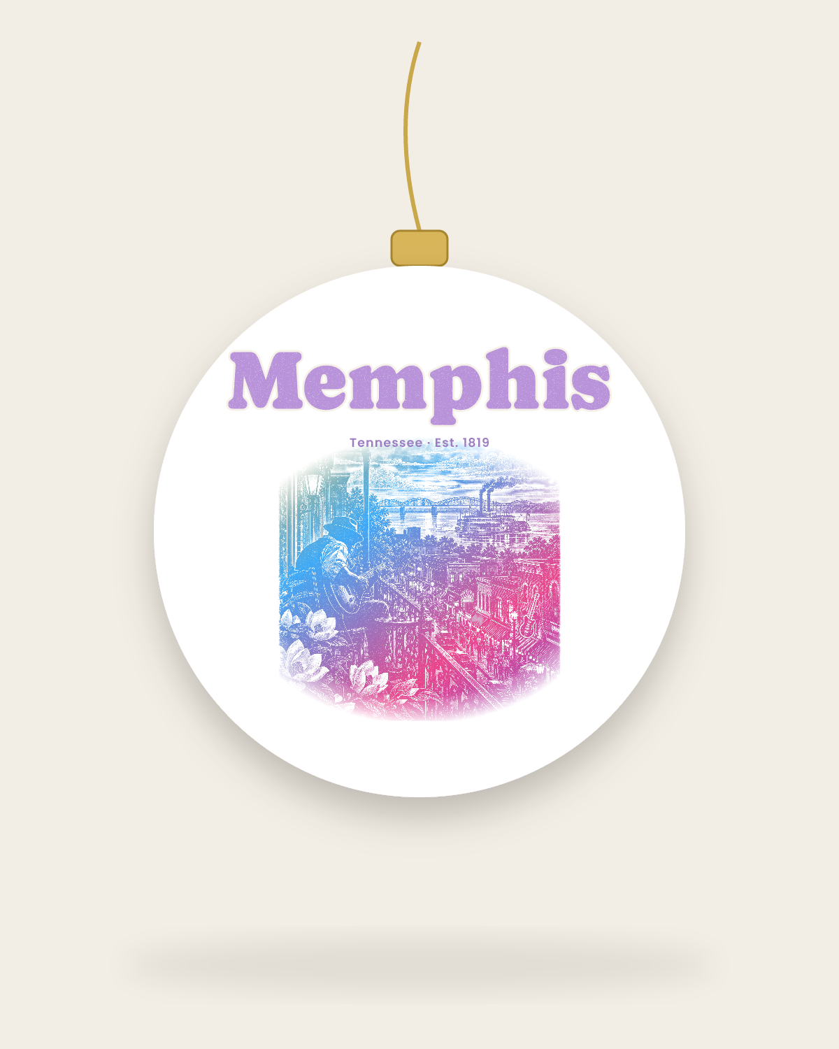 Memphis Balcony Blues Ceramic Ornament in White