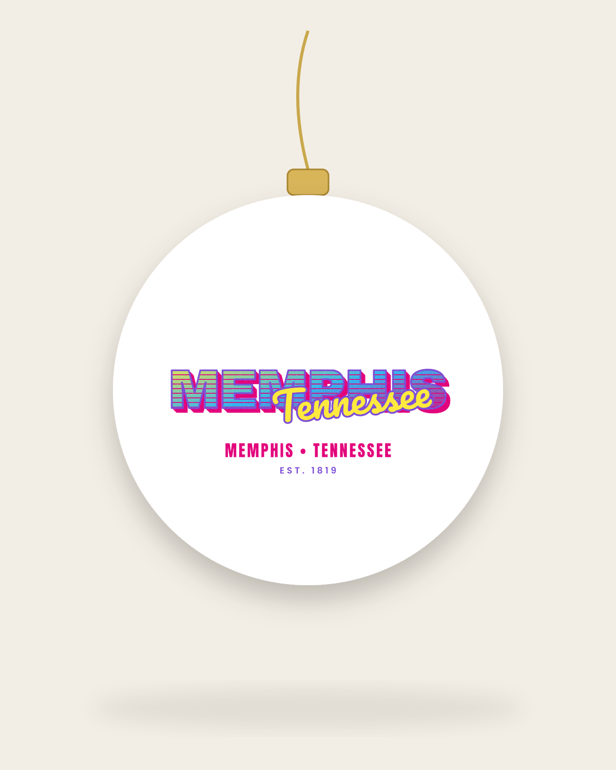 Memphis Music TV Ceramic Ornament in White