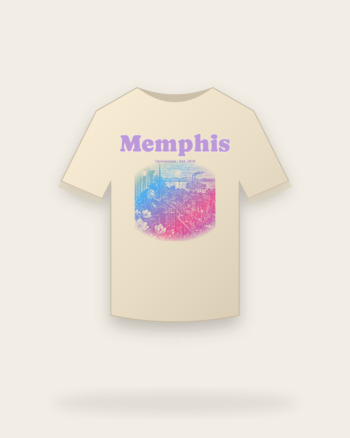 Memphis Balcony Blues Classic Tee in Natural
