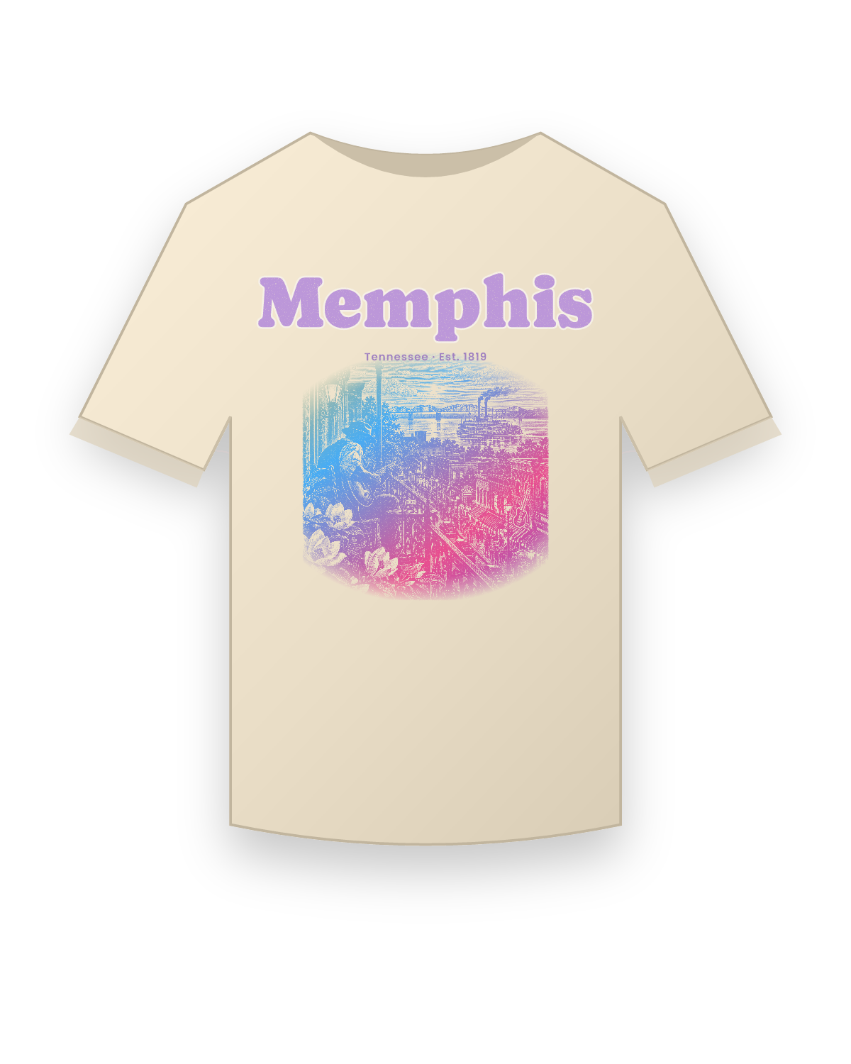 Memphis Balcony Blues Classic Tee in Natural