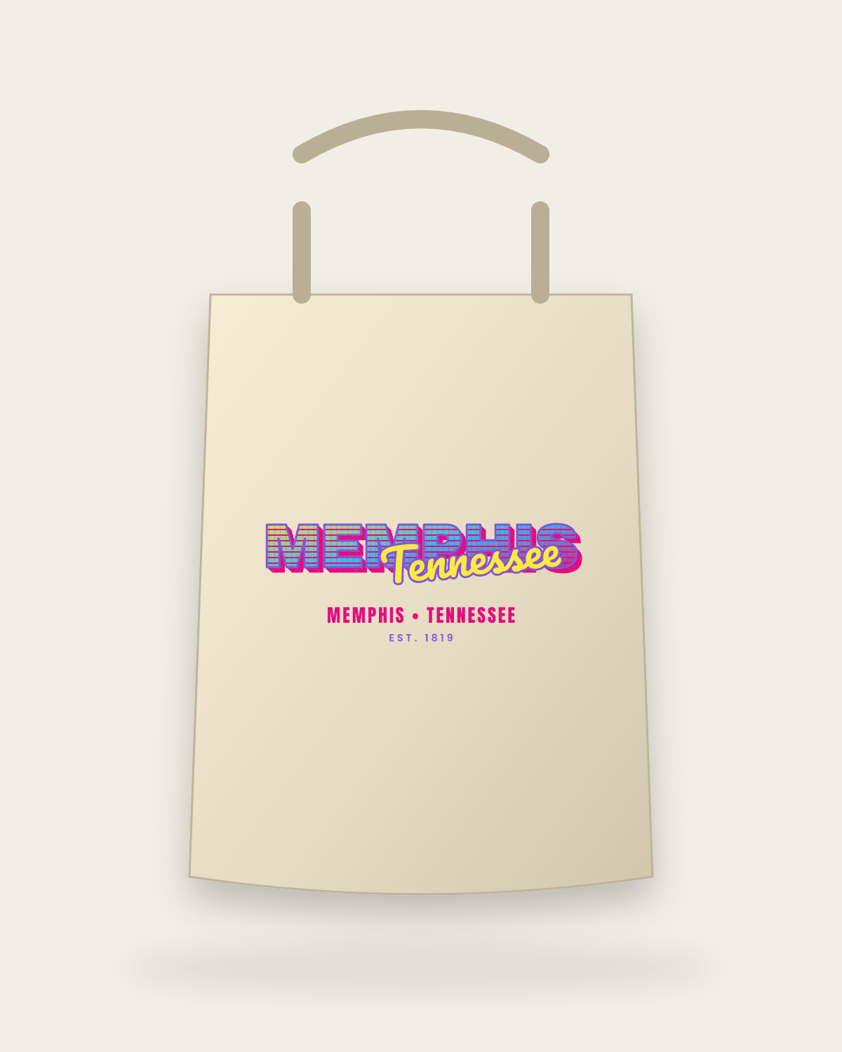 Memphis Music TV Canvas Tote in Beige