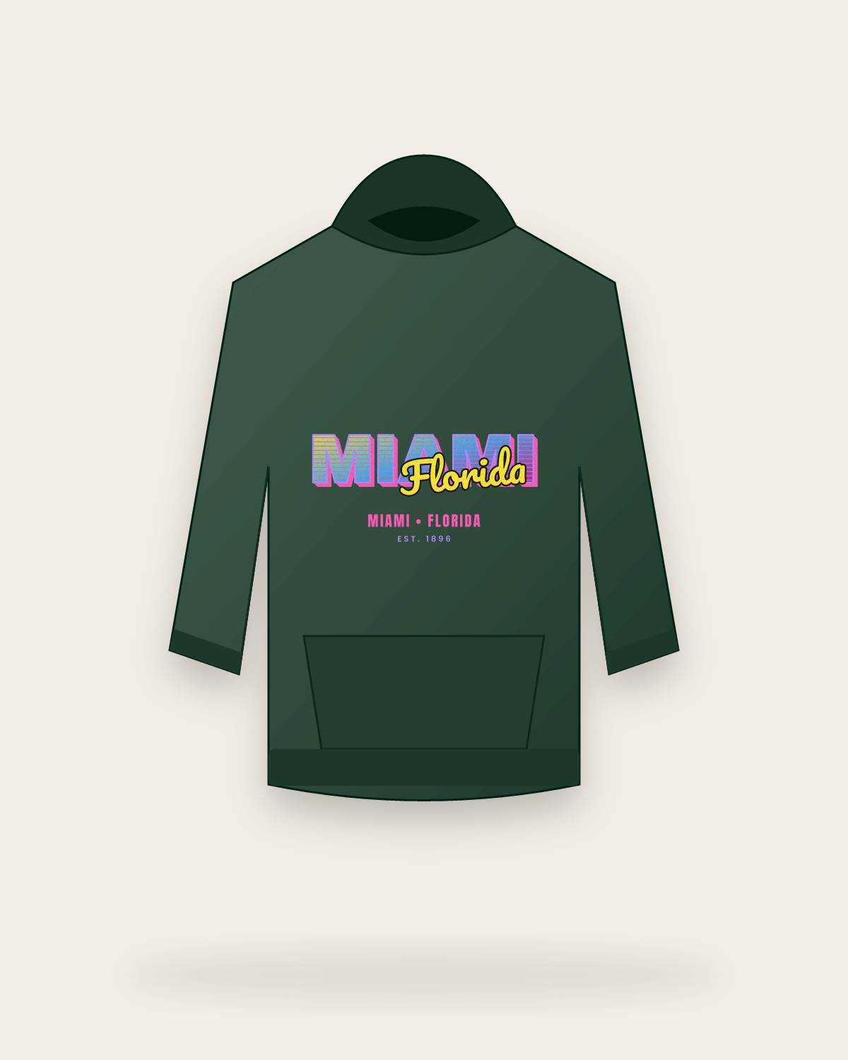 Miami Music TV Hooded Sweatshirt in Forest Green