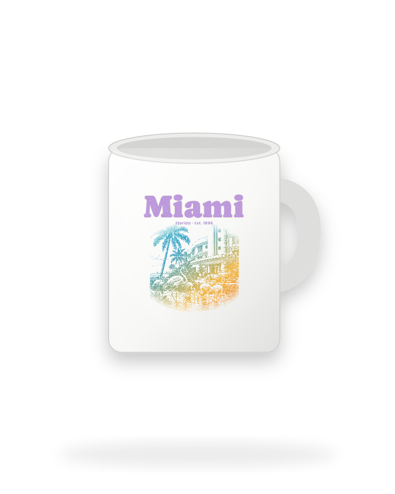 Miami Art Deco Flamingos Ceramic Mug 11oz