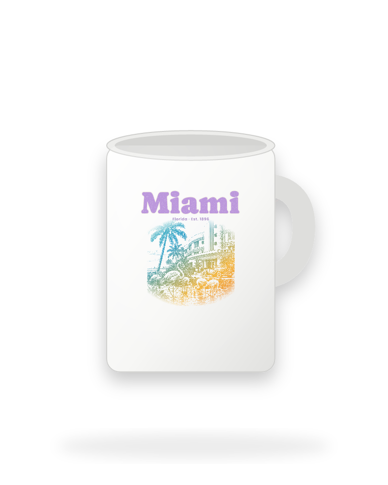 Miami Art Deco Flamingos Ceramic Mug 15oz