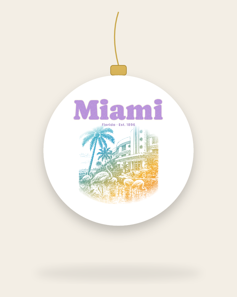 Miami Art Deco Flamingos Ceramic Ornament