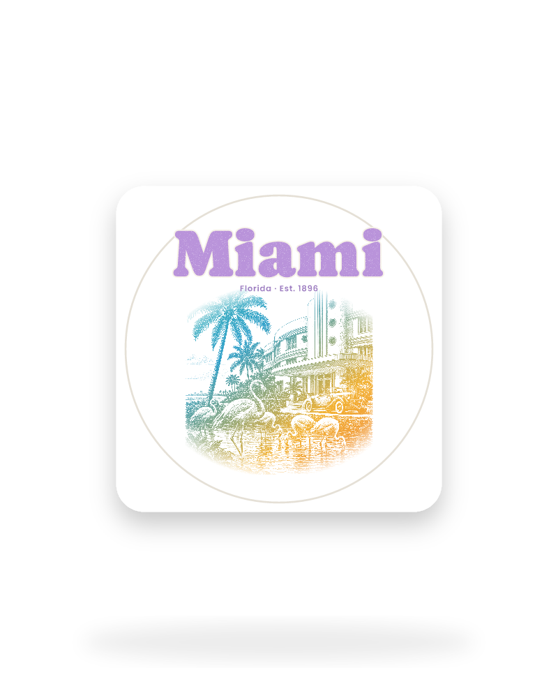 Miami Art Deco Flamingos Kiss-Cut Sticker