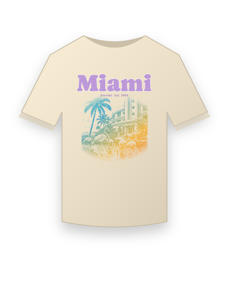 Miami Art Deco Flamingos Organic Cotton Tee