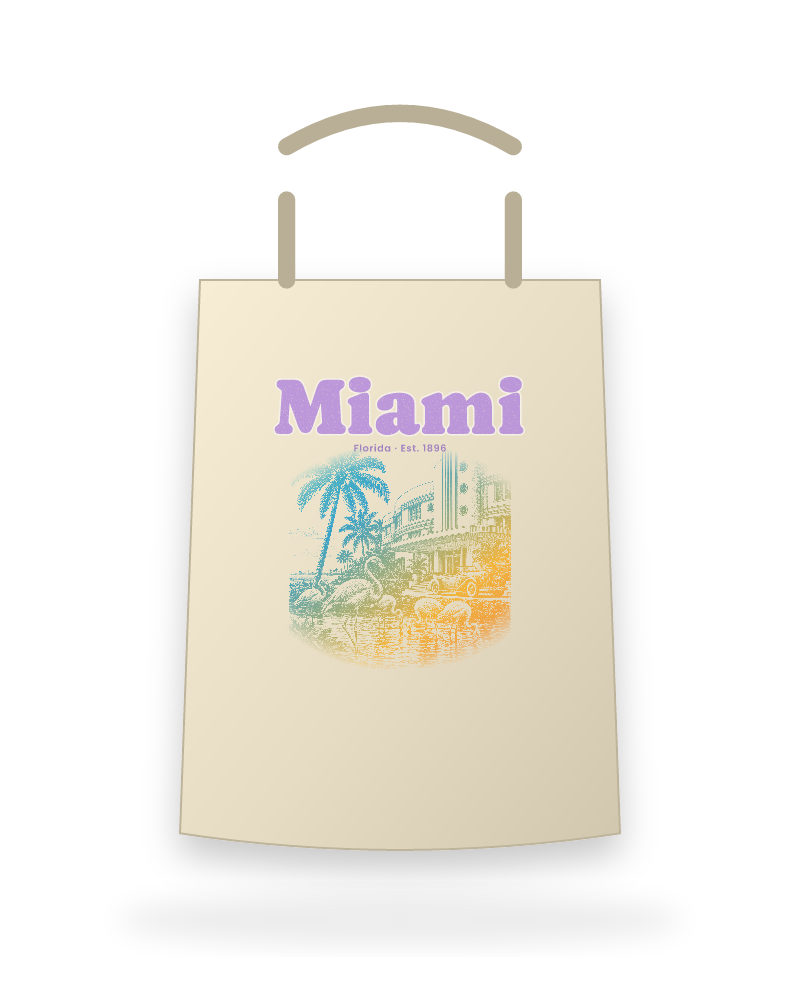 Miami Art Deco Flamingos Canvas Tote