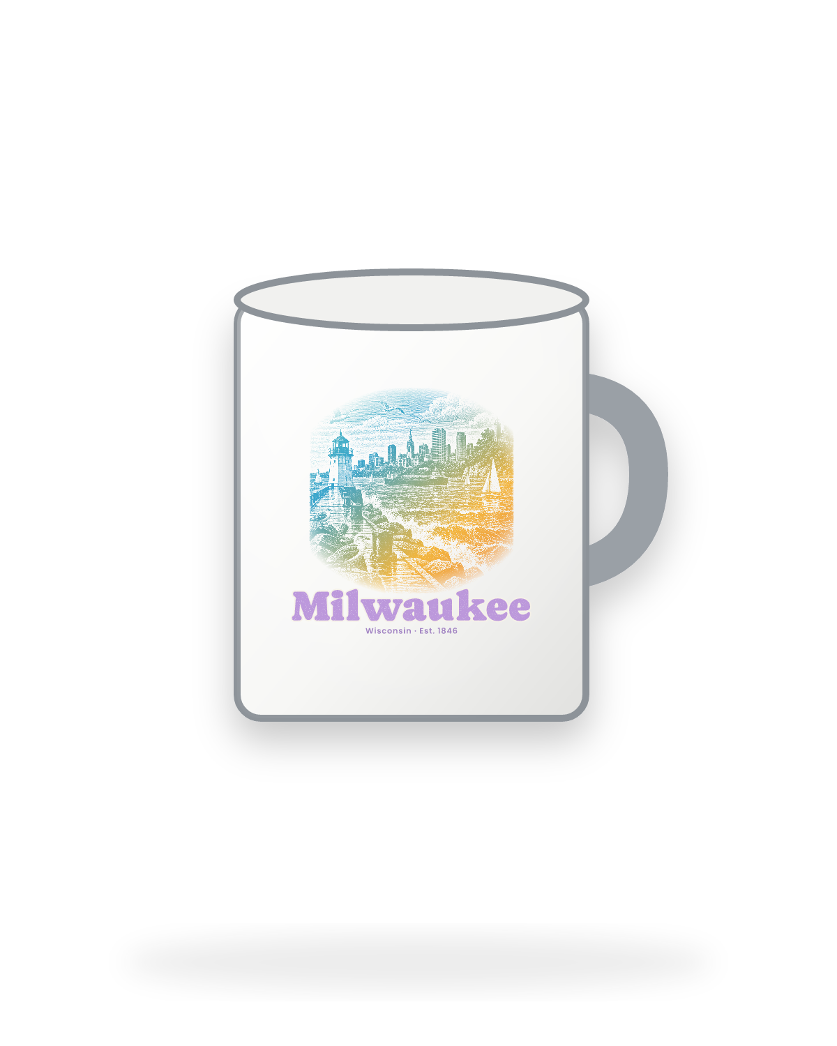 Milwaukee Breakwater Light Enamel Camp Mug in White