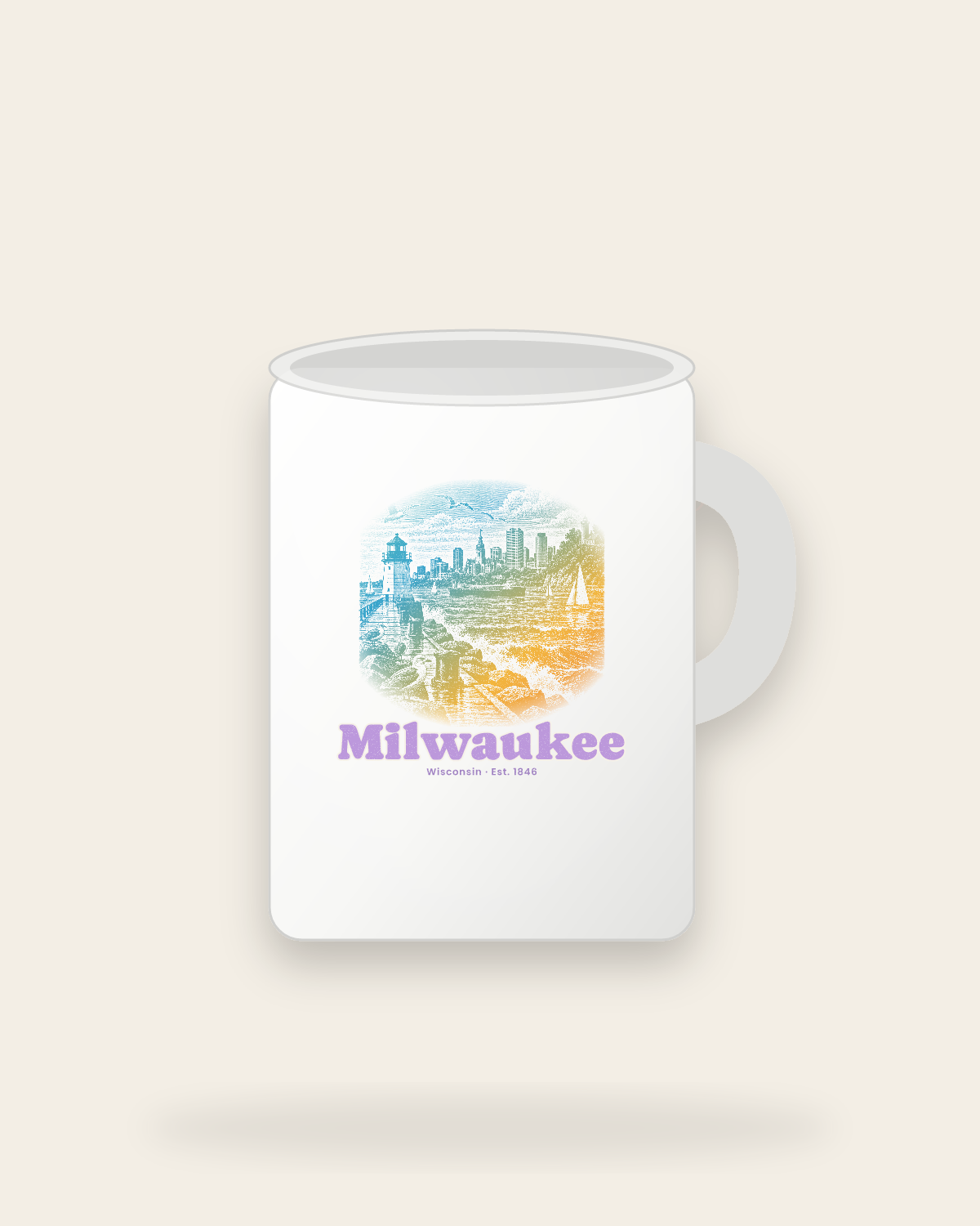 Milwaukee Breakwater Light Ceramic Mug 15oz in White