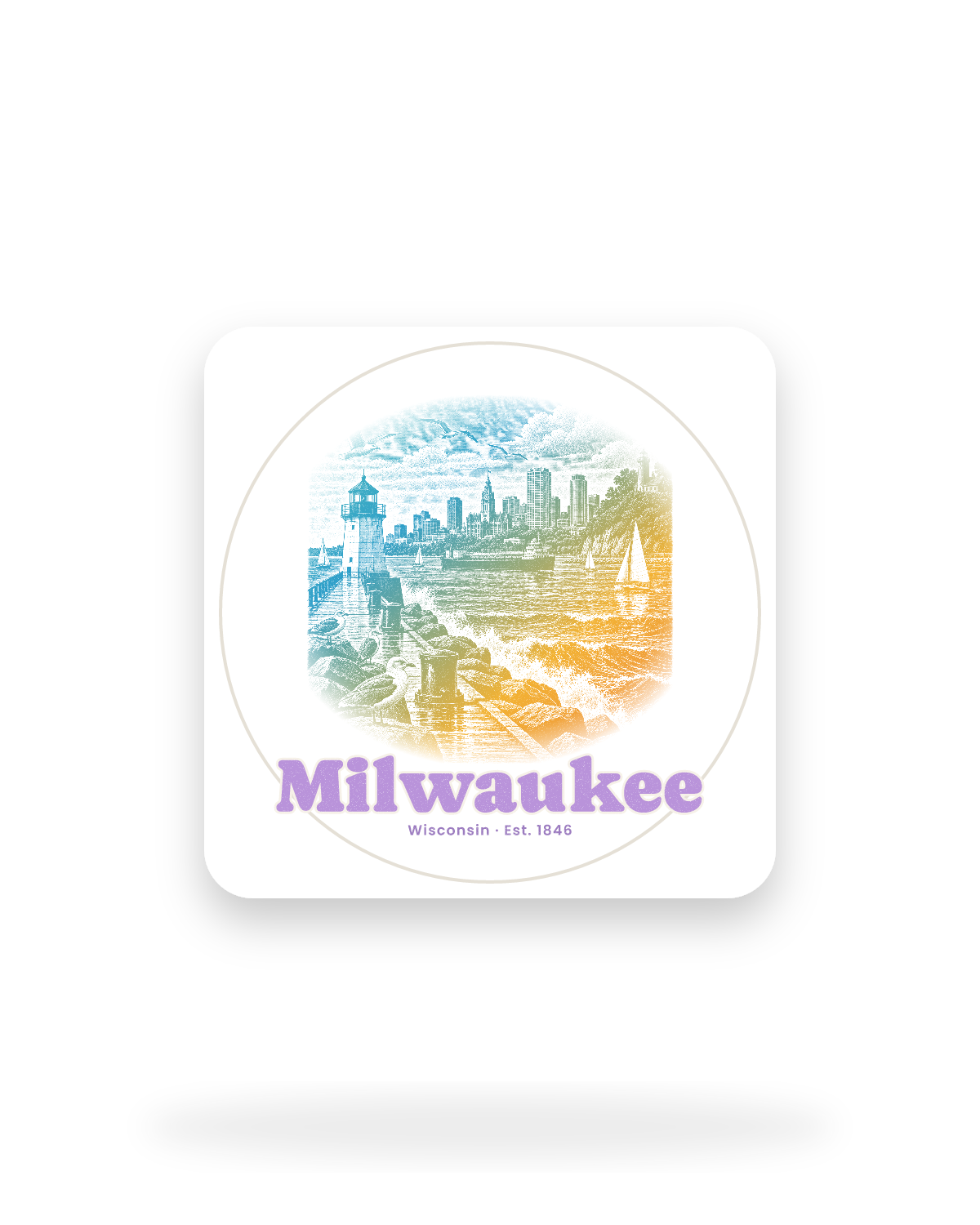 Milwaukee Breakwater Light Kiss-Cut Sticker in White