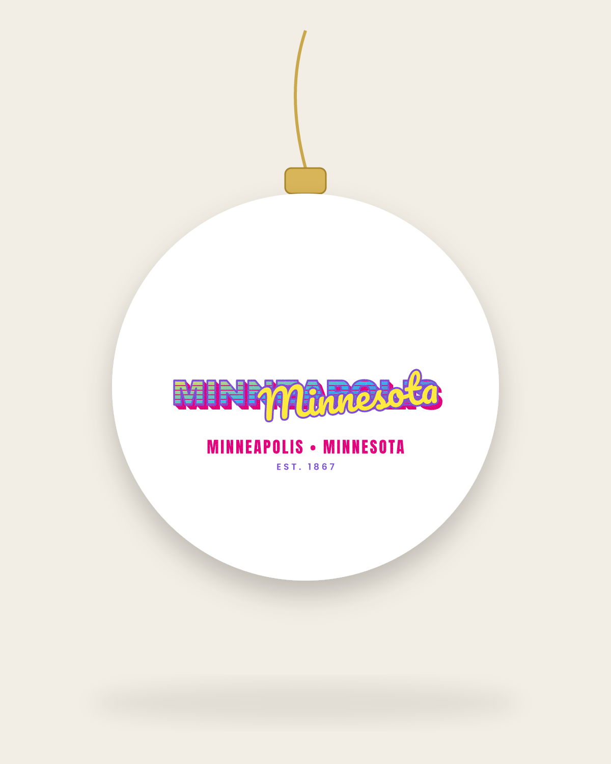 Minneapolis Music TV Ceramic Ornament in White