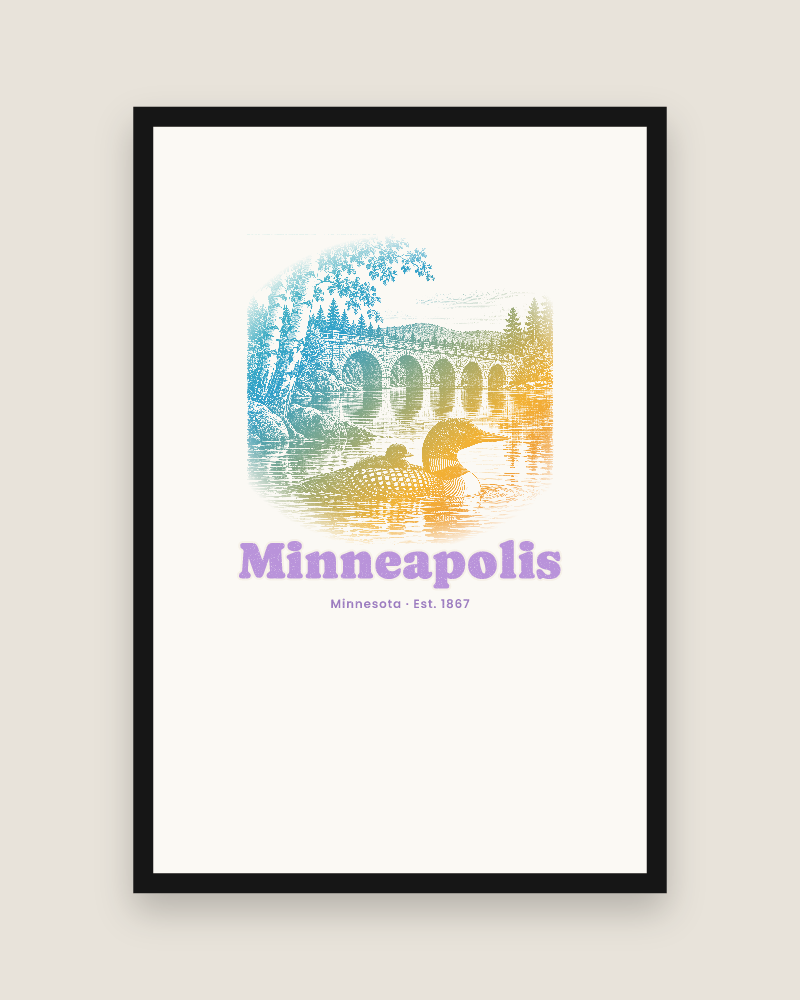 Minneapolis Loon & Stone Arch Matte Poster