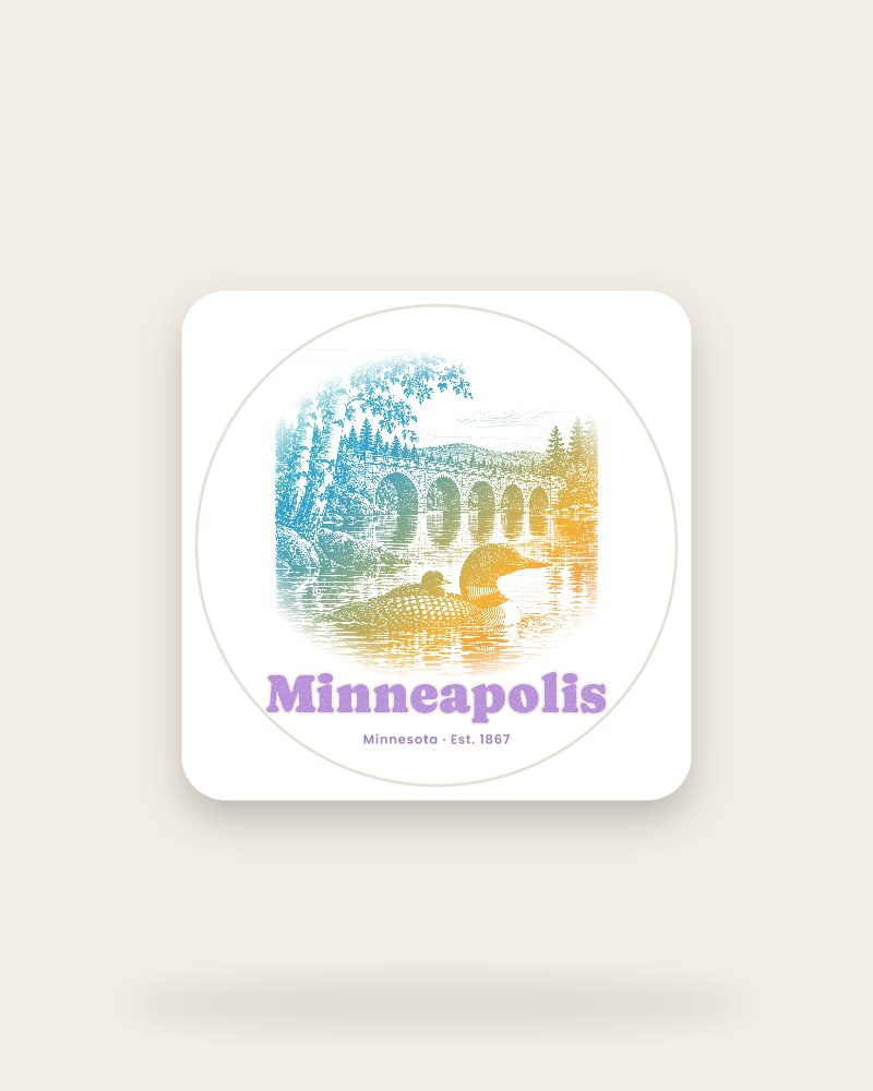 Minneapolis Loon & Stone Arch Kiss-Cut Sticker