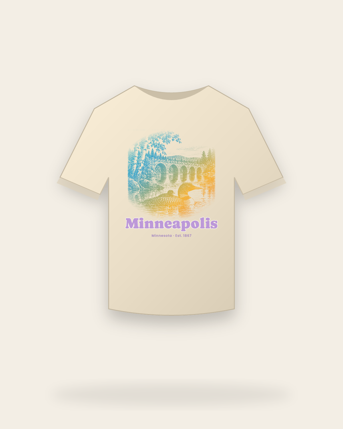 Minneapolis Loon & Stone Arch Classic Tee in Natural