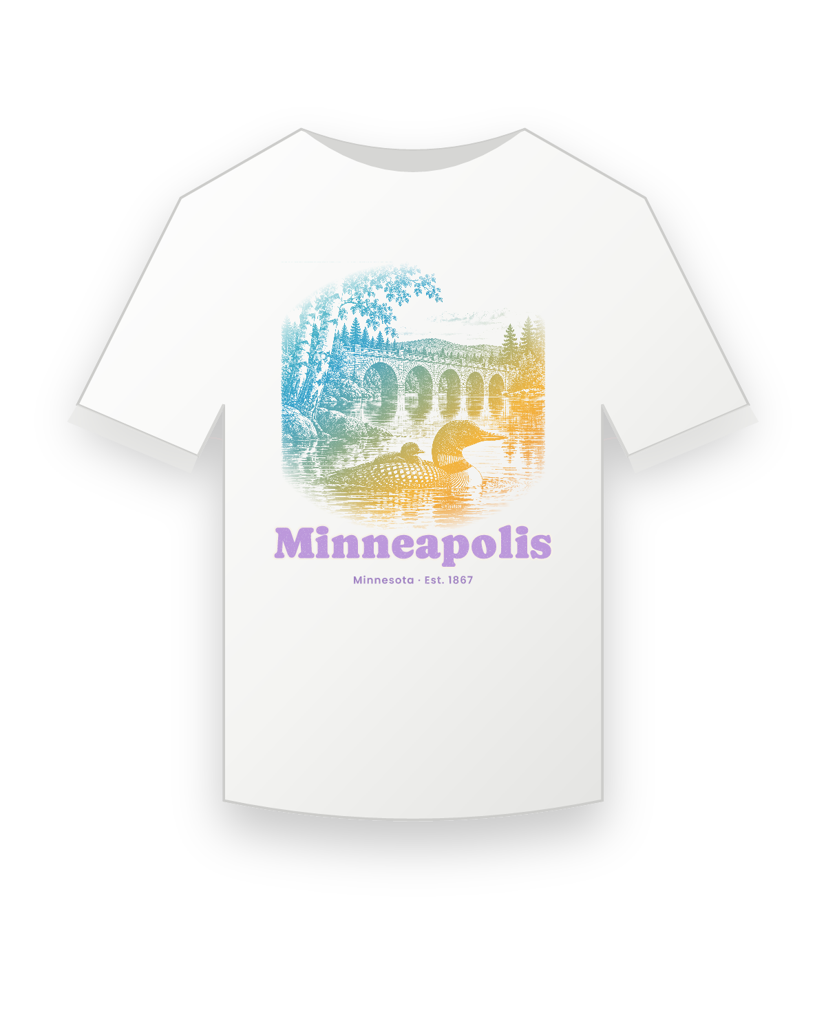 Minneapolis Loon & Stone Arch Youth Tee in White