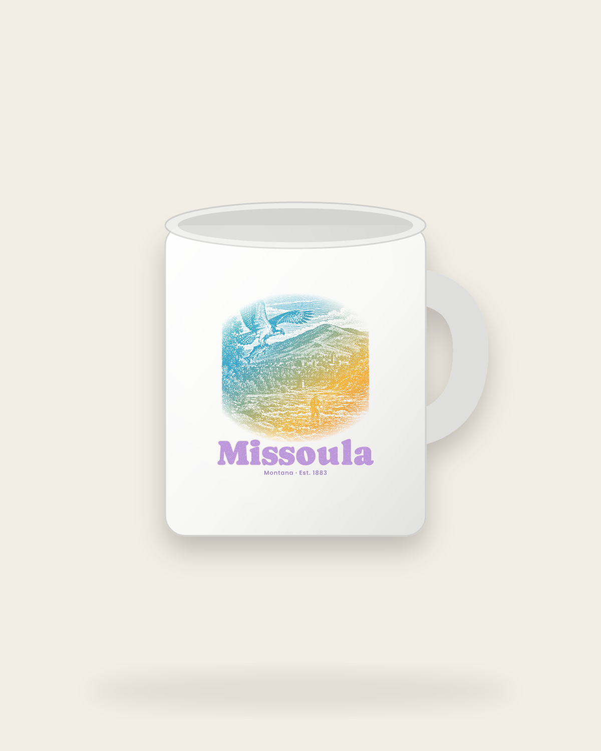 Missoula Osprey & Trout Ceramic Mug 11oz in White