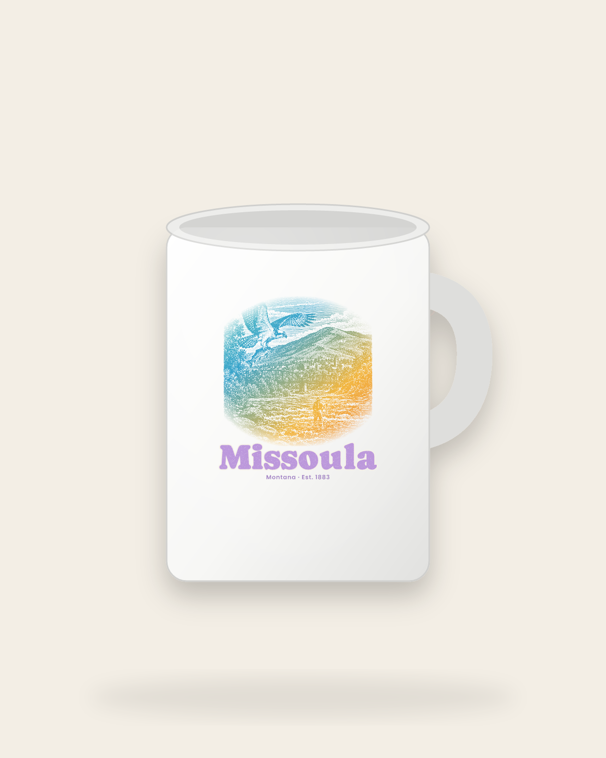 Missoula Osprey & Trout Ceramic Mug 15oz in White