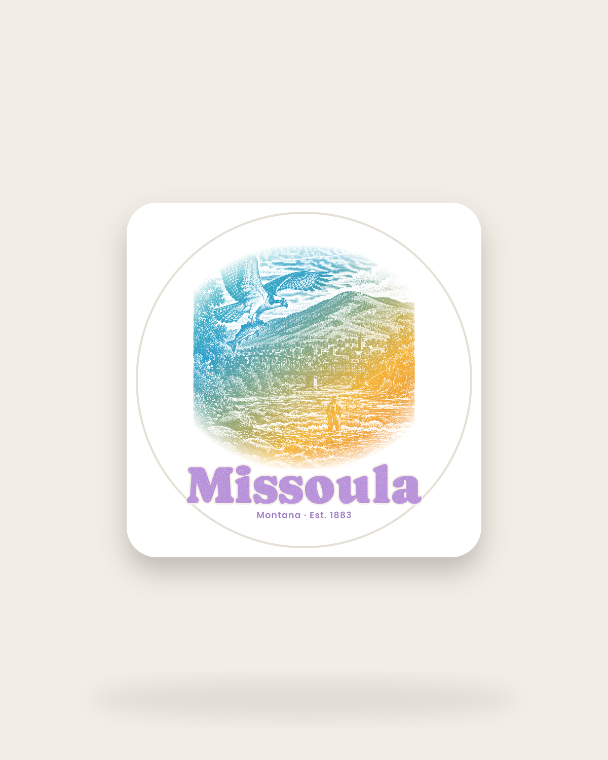 Missoula Osprey & Trout Kiss-Cut Sticker in White