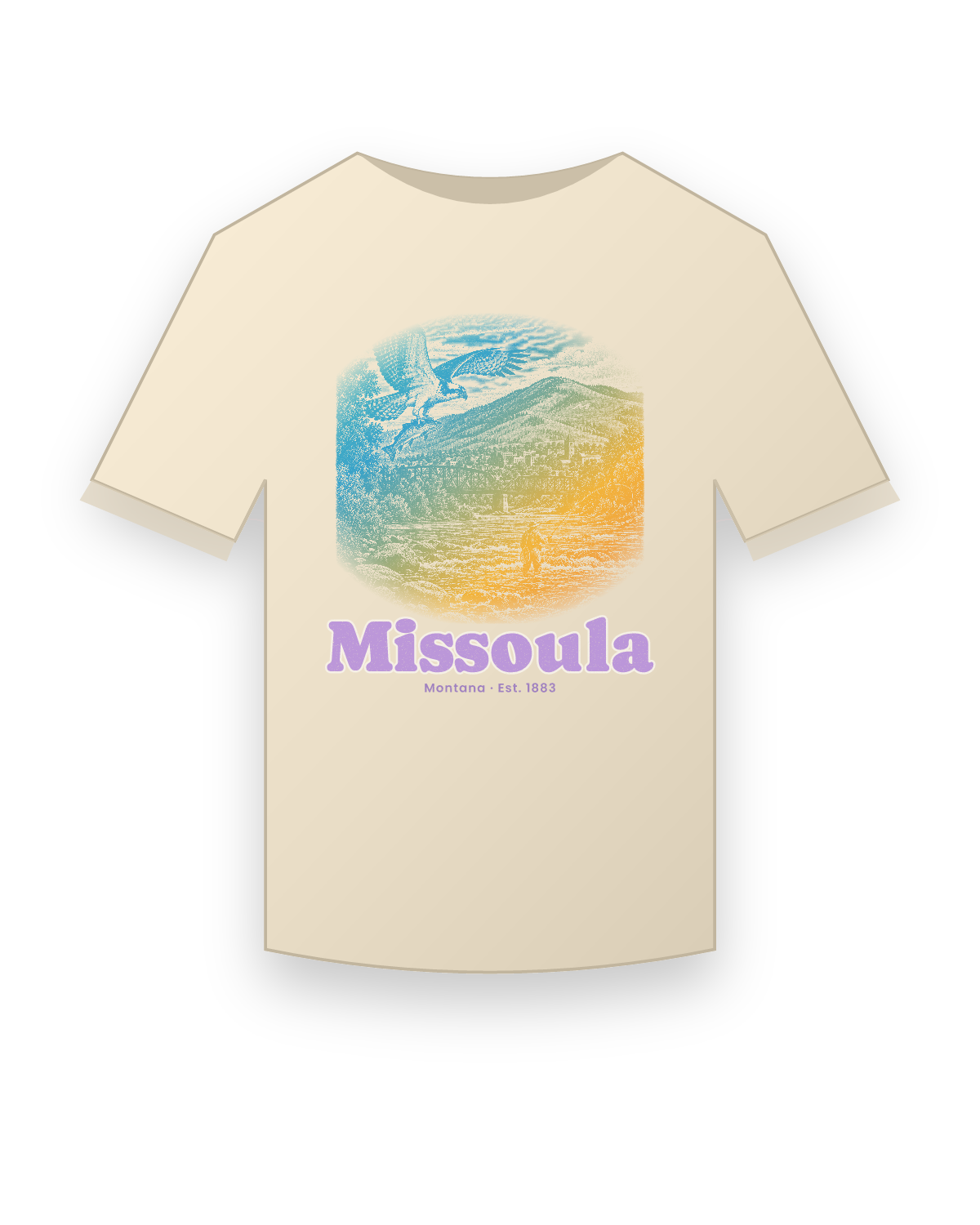 Missoula Osprey & Trout Organic Cotton Tee in Natural