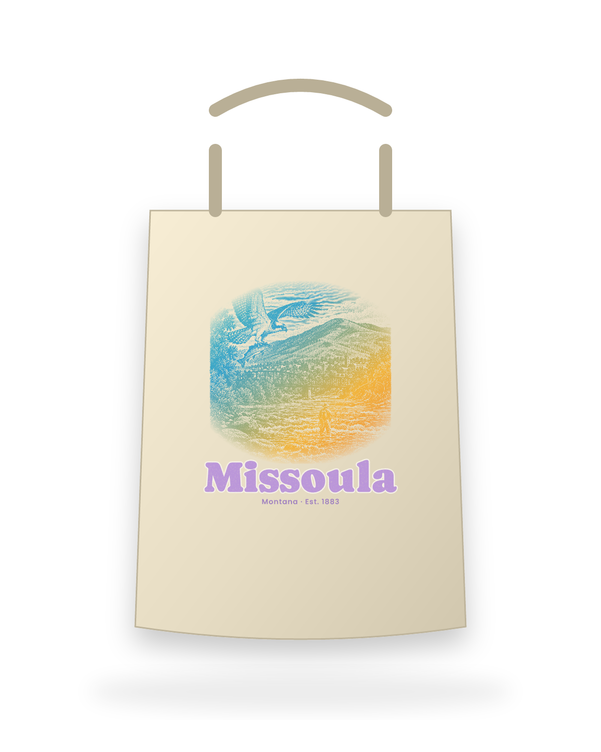 Missoula Osprey & Trout Canvas Tote in Beige