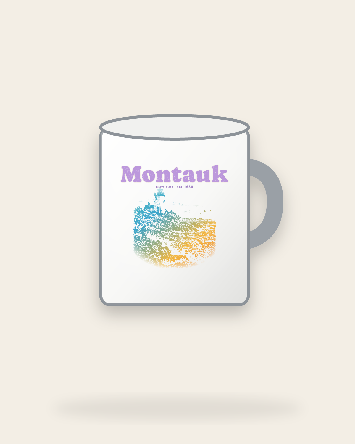 Montauk Montauk Lighthouse Enamel Camp Mug in White