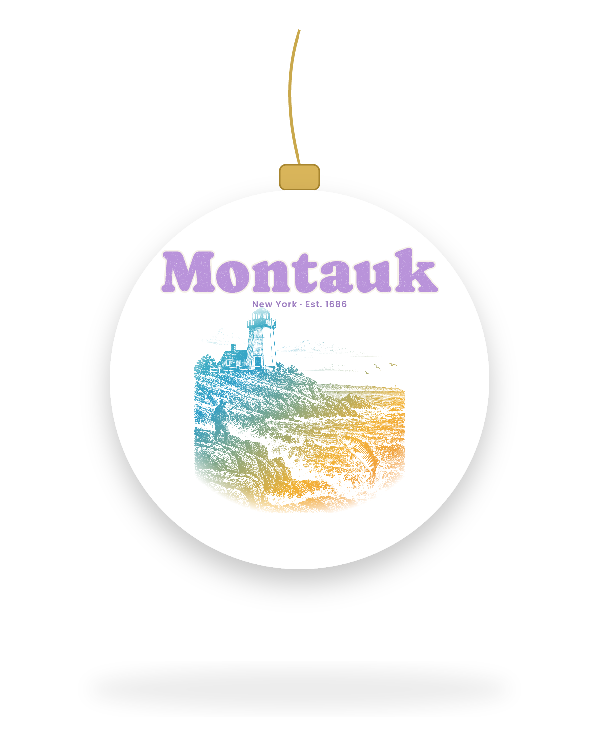 Montauk Montauk Lighthouse Ceramic Ornament in White