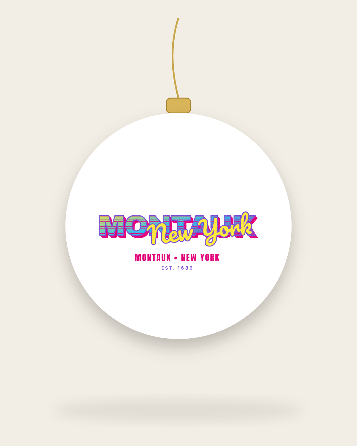 Montauk Music TV Ceramic Ornament in White