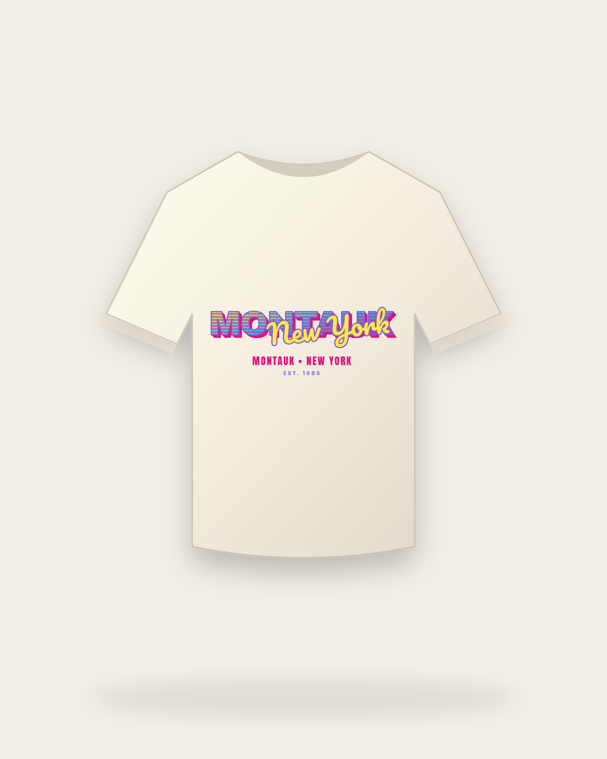 Montauk Music TV Vintage Wash Tee in Ivory
