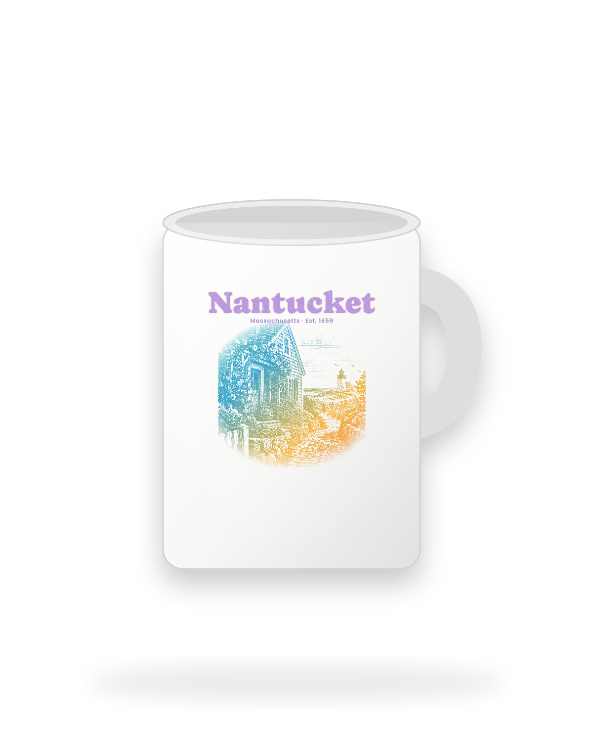 Nantucket Rose Cottage Ceramic Mug 15oz in White